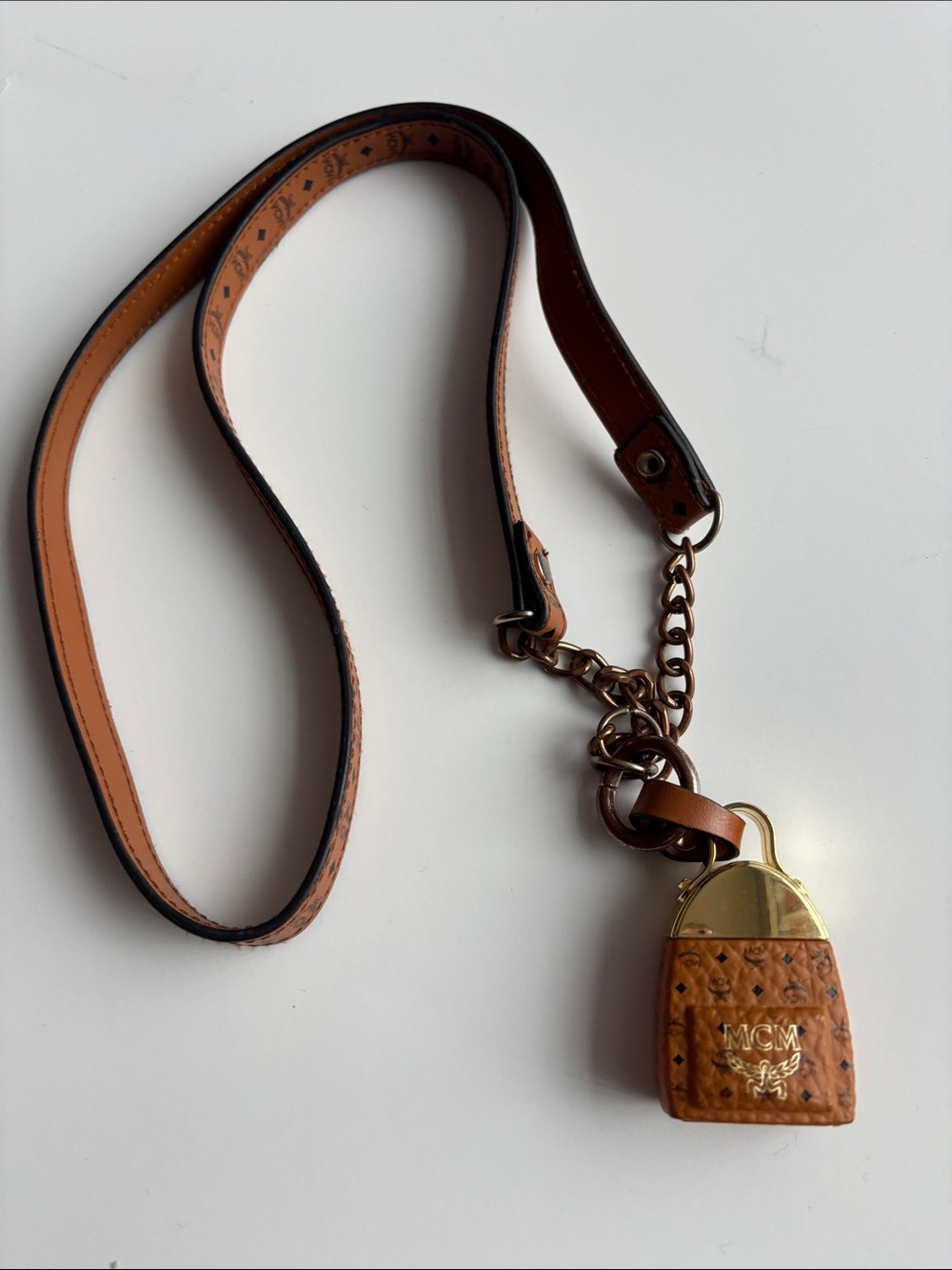 MCM Logo Leather Necklace